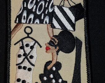 Diva Lady Embroidered Luggage Tag (black)