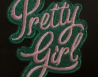 Pretty Girl Pink/Green Embroidered Appliqué Patch