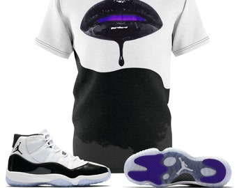 Jordan 11 Retro Concord 2018 Sneaker Match T,Shirt, The Patent Drip Lip T, Shirt Cut\u0026Sew