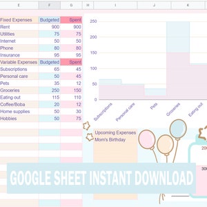 Kawaii Sky Themen Google Budget Sheet