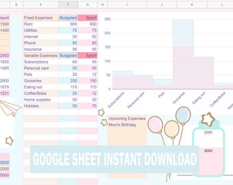 Google-budgetblad Kawaii met luchtthema