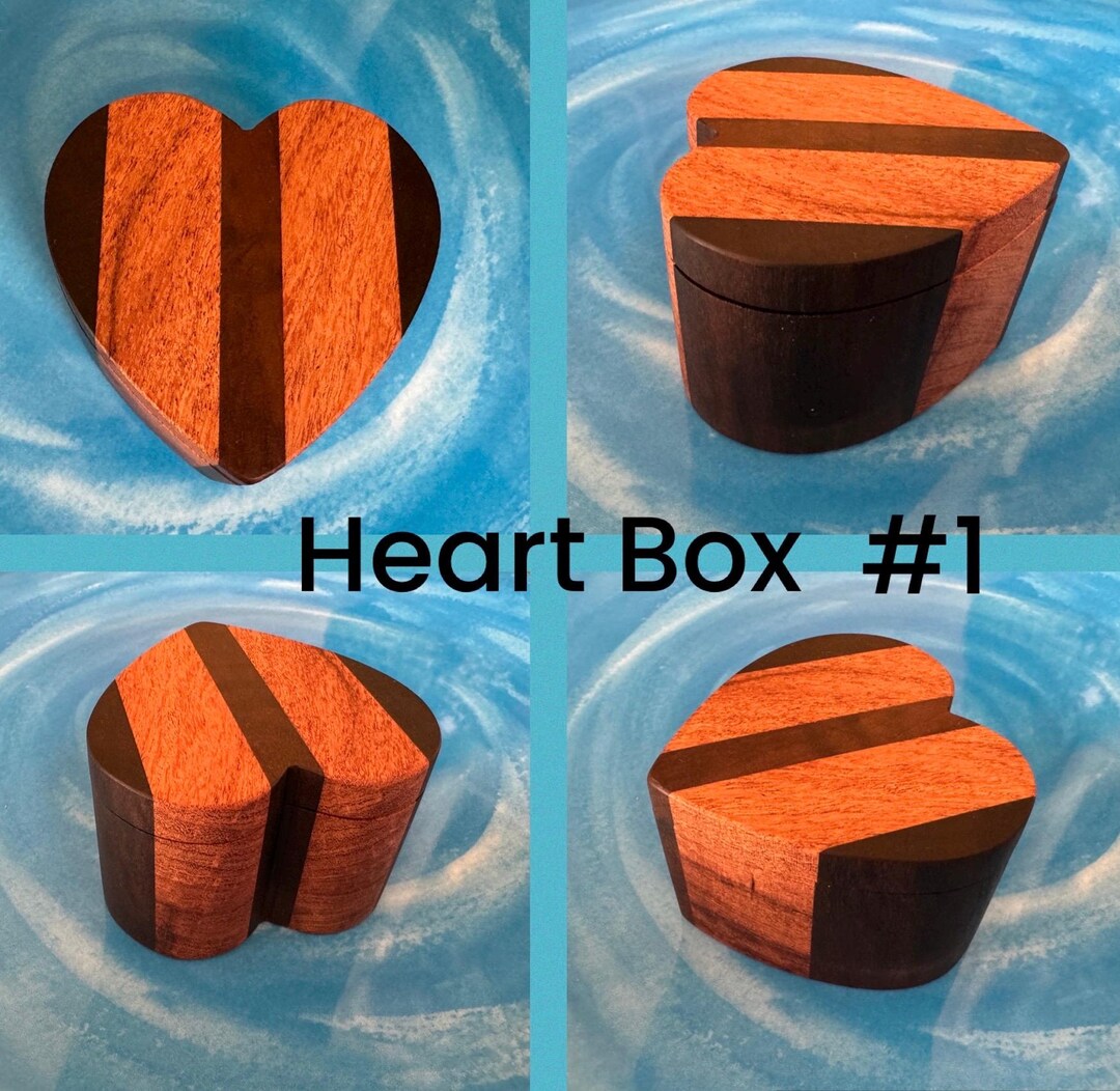 Wooden Heartshaped Box Etsy