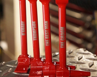 Set of 4 Halligan Bottle Openers Gloss Red Groomsmen Gifts
