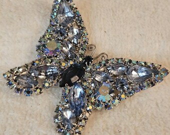WEISS BLUE BUTTERFLY Brooch, Perfect Condition. Vintage, Quality Stones and Workmanship. Free Shipping.
