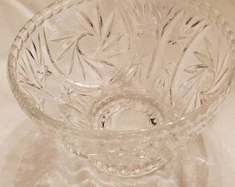 Cut Crystal Bowl, German, Star of David Pattern, 6" diameter, 4" tall