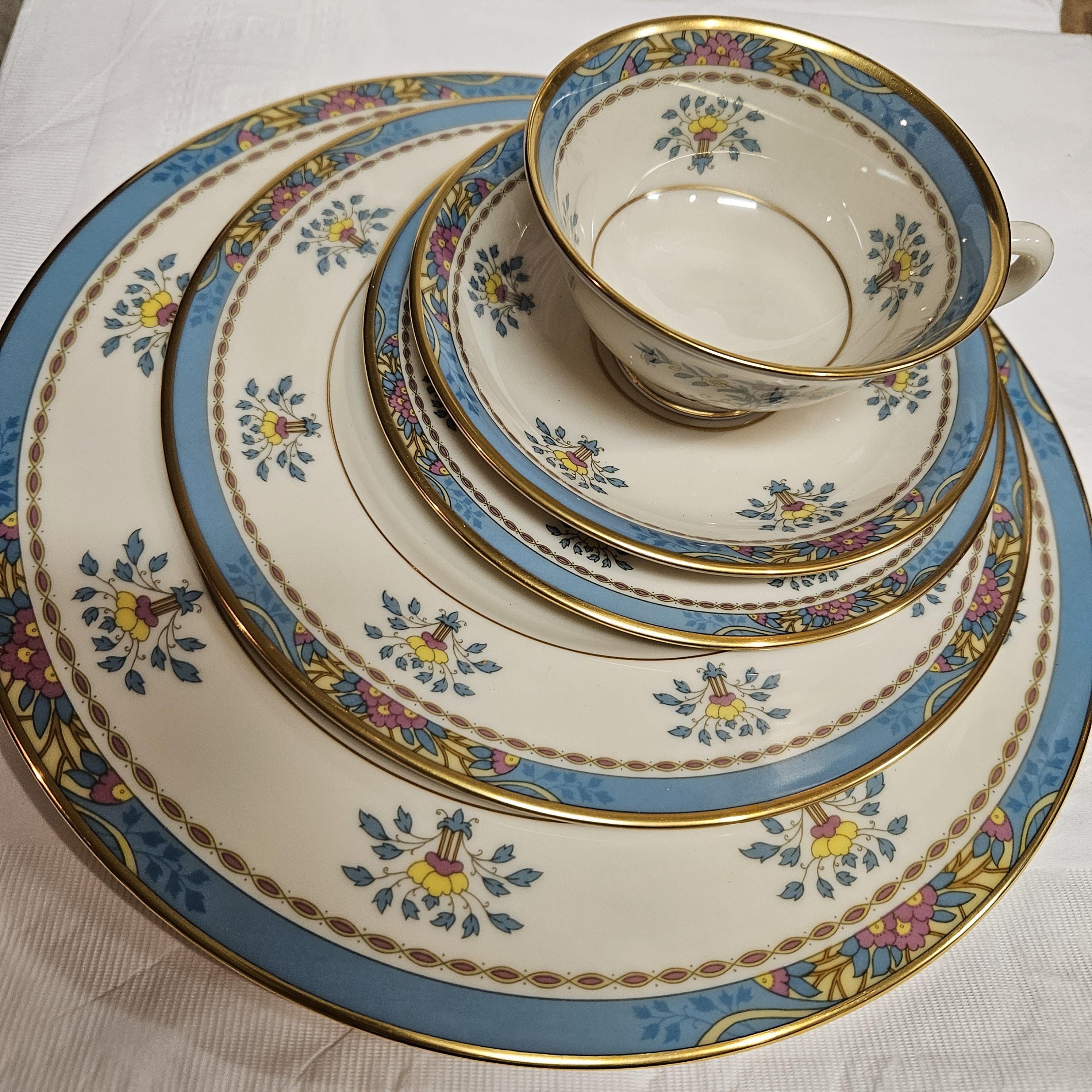 Lenox Blue Tree China Place Setting: Gold Rim Dinner