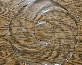 HEISEY WAVERLY TORTE plate, 14" Clear. Perfect condition, like new. Hand Blown, Ships Free Ground Advantage, upgrade to Priority for fee.
