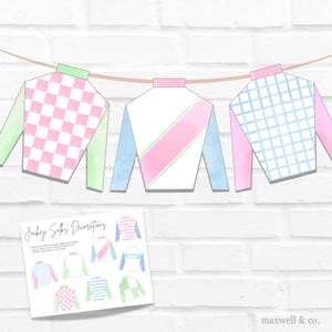 Kentucky Derby Jockey Silks Watercolor Banner Decorations 2 | Printable Digital Download | Derby Baby Shower & Birthday | Horse Racing Silks