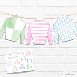 Kentucky Derby Jockey Silks Watercolor Banner Decorations 1 | Printable Digital Download | Derby Baby Shower & Birthday | Horse Racing Silks