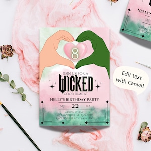 Wicked Birthday Party, Wicked Printable Editable Digital Invite, Girl&#39;s Birthday Party, Magical Wicked Theme