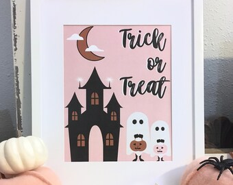 Kid's Halloween Party, Ghost Decorations, Halloween Banner, Pink Halloween Art, Halloween Printable, Cute Spooky Decor, Trick or Treat