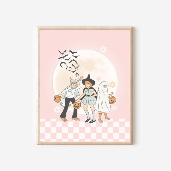 Halloween Printables, Halloween Witch, Trick or Treat, Cute Halloween Decor, Boho Halloween, Pastel Halloween Decor, Cute Spooky Decor