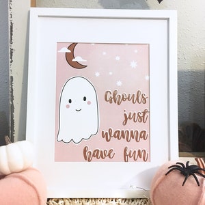 Ghost Decorations, Halloween Banner, Halloween Party, Cute Halloween Printable, Ghouls Squad, Kids Halloween Decor, Pink Halloween Art