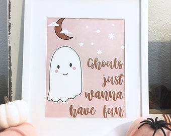 Ghost Decorations, Halloween Banner, Halloween Party, Cute Halloween Printable, Ghouls Squad, Kids Halloween Decor, Pink Halloween Art