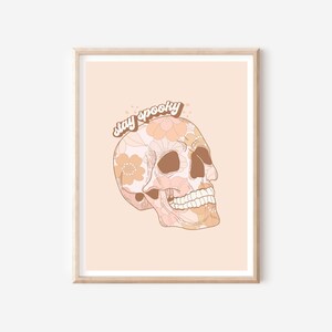 Boho Skull Halloween Printable, Pink Halloween Decor, Trick or Treat ...