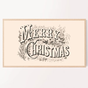 Christmas Frame TV Art, Merry Christmas Art, Neutral Christmas, Christmas Digital Art, Instant Download, Holiday TV Art, Vintage Christmas