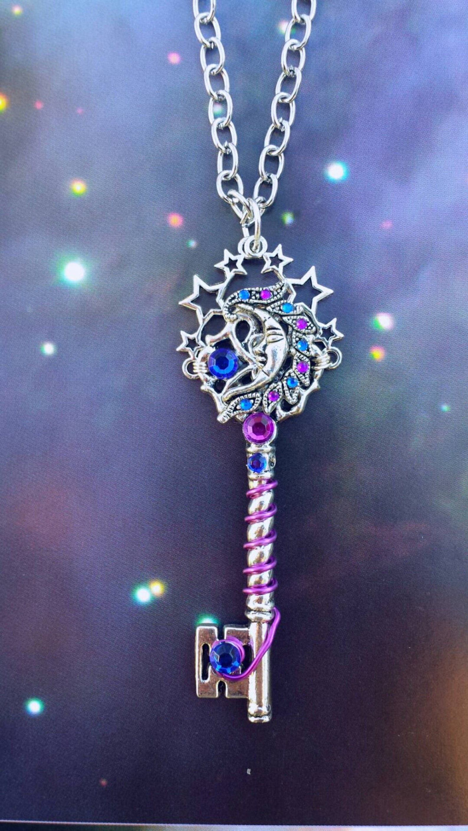 Moon key necklace star key necklace fantasy jewelry gothic | Etsy