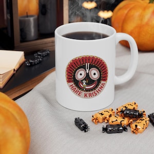 Hare Krishna &quot;Jagannath&quot; Ceramic Coffee Mug, Fun Gift for Coffee Lovers, Unique Gift for Birthdays, Personalized Mug Idea, Tea Lovers Mug