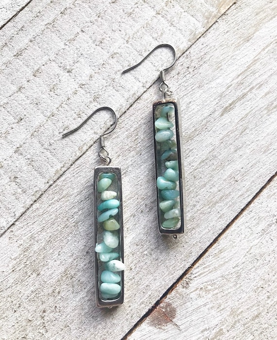 Amazonite Earrings- Amazonite- Silver Earrings- Gemstone Earrings- Crystal Earrings