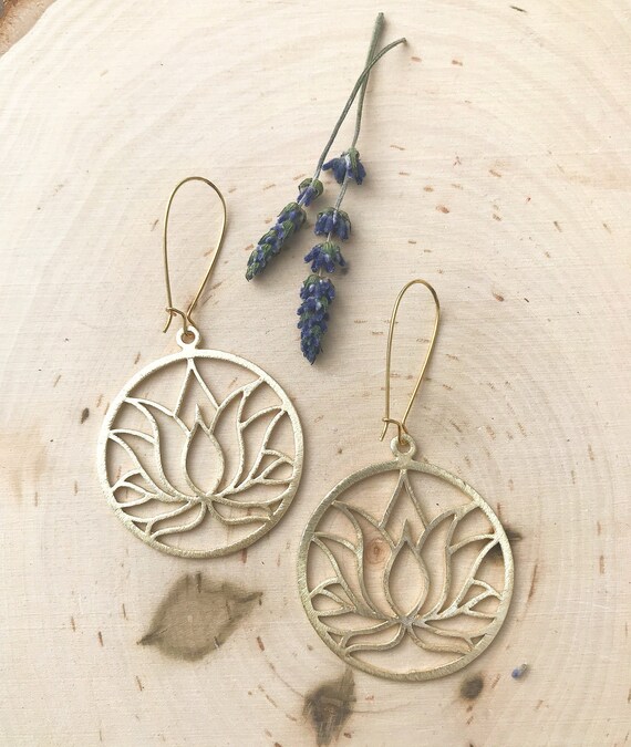 Large Lotus Earrings- Lotus Earrings- Lotus Jewelry- Gold Lotus Earrings- Lotus