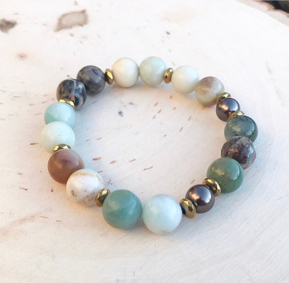 Intention Bracelet- Amazonite Bracelet- Amazonite Jewelry- Crystal Bracelet- Gemstone Bracelet