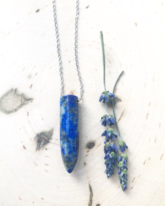 Lapis Lazuli Bullet Necklace- Lapis Pendant- Lapis Necklace- Bullet Pendant- Bullet Jewelry- Crystal Healing- Crystal Jewelry- Reiki
