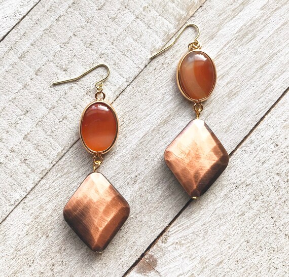 Carnelian Earrings- Carnelian Jewelry- Gemstone Earrings- Carnelian