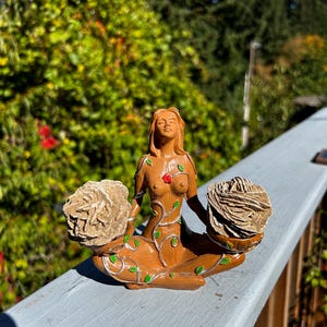 Double Sphere Holder Stand- Sphere Stand- Multiple Sphere Stand Holder- Gaia Sphere Stand- Crystal Ball Holder- Cottagecore- Mother Earth