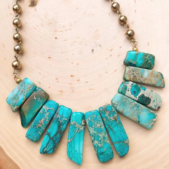 NEW! Turquoise Jasper Necklace- Ocean Jasper Necklace- Jasper Jewelry- Turquoise Stone Necklace