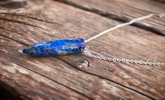 Lapis Lazuli Bullet Necklace- Lapis Pendant- Lapis Necklace- Bullet Pendant- Bullet Jewelry- Crystal Healing- Crystal Jewelry- Reiki