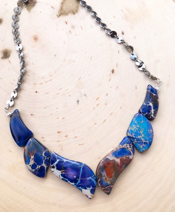 NEW! Ocean Jasper Necklace- Imperial Jasper- Jasper Jewelry- Blue Jasper Necklace- Crystal Necklace