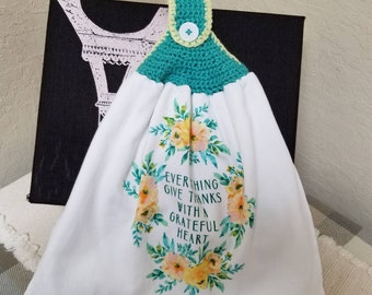 Grateful Heart Double Crochet Top Kitchen Towel