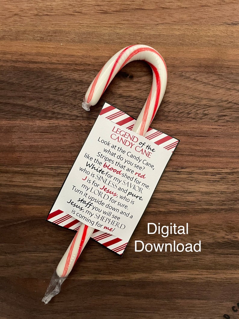 Legend of the Candy Cane Poem Tag Download PDF Etsy