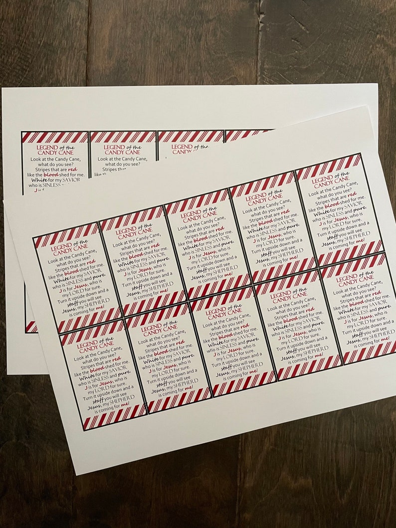 Legend of the Candy Cane Poem Tag Download PDF Etsy UK