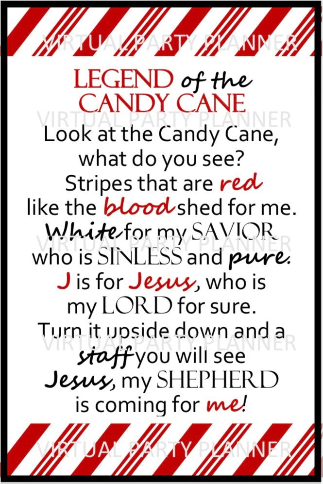 Legend of the Candy Cane Poem Tag Download PDF - Etsy