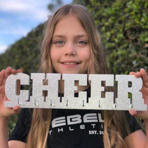 Cheerleader Medal Holder, cheer medal hanger, Cheerleader bedroom accessories, Cheerleader gift, Cheerleading, girls bedroom decor, glitter