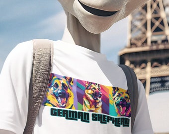 German Shepherd Abstract Pop Art Design Series for men & women availablie in T Shirt and sweatshirt styles