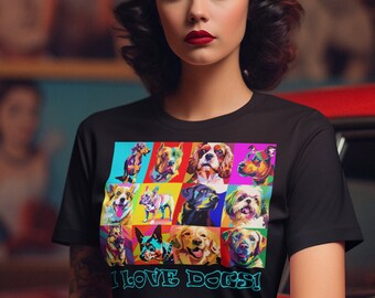 I Love Dogs! Abstract Pop Art T Shirt