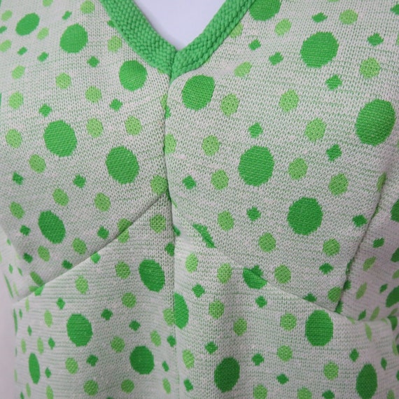 Vintage Green White Polka Dot Dress early 1960s S… - image 6