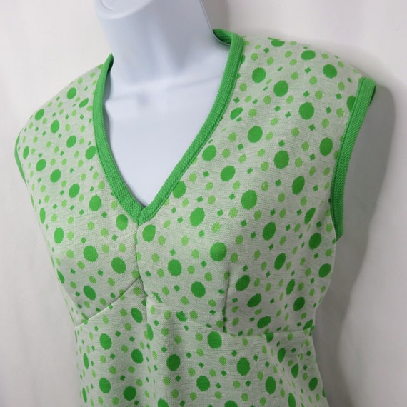 Vintage Green White Polka Dot Dress early 1960s S… - image 3