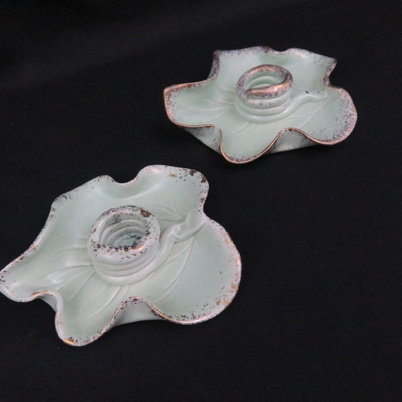 Mint green ceramic candle holder slits main image 1