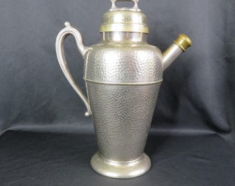 Vintage Continental Silver Co Cocktail Shaker Server Silver Plated Hammered Drink Martini Pitcher Barware EPNS