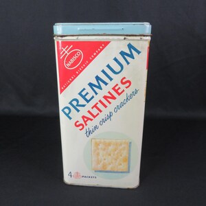 Rectangular Saltines Vintage Nabisco Premium Saltine Crackers Tin Bilingual English Spanish ...