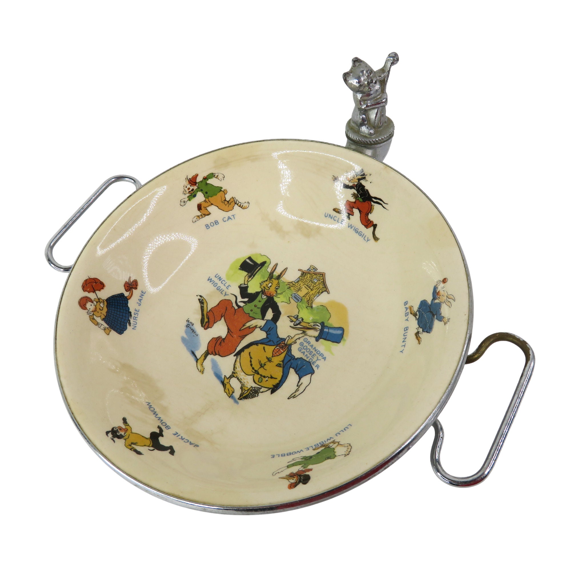 Uncle Wiggily Warming Dish 1920s Antique Child Baby Feeding Bowl