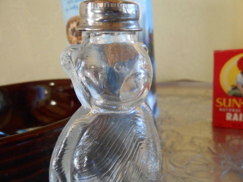 2 Vintage Clear Glass Cinnamon Sugar Bears /Salt & Pepper Etsy