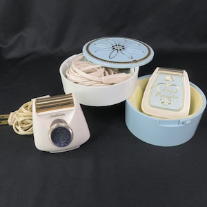 Lote de 2 lâminas elétricas funcionais Lady Remington Shaver com caixa e instruções e Light Up Lady Sunbeam