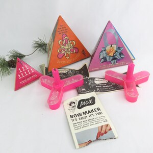 Set of 2 Pixie Bow Makers in L and M Sizes with Box of Bowpins in Pyramid Boxes with Instructions