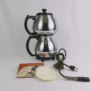 Sunbeam Coffeemaster Model C30 with New Filters Siphon Vacuum Coffee Maker Chrome Pot