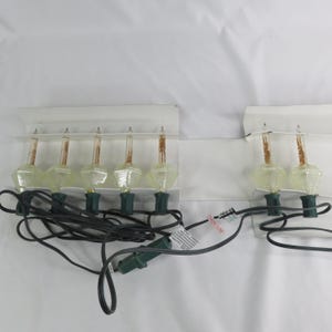 Juego de luces navideñas vintage con burbujas y purpurina, 7 faroles de cobre, PROBADO.