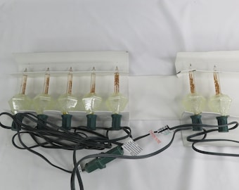 Vintage Christmas Bubble Glitter Candle Light Set TESTED Coppery 7 Lantern Lights